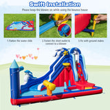 6-In-1 Inflatable Water Park with Climbing Wall Splash Pool (Without Blower)