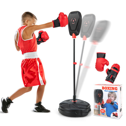 Inflation-Free Boxing set with Punching Bag and Boxing Gloves Quick Rebound Design for 5+ Years Old Kids