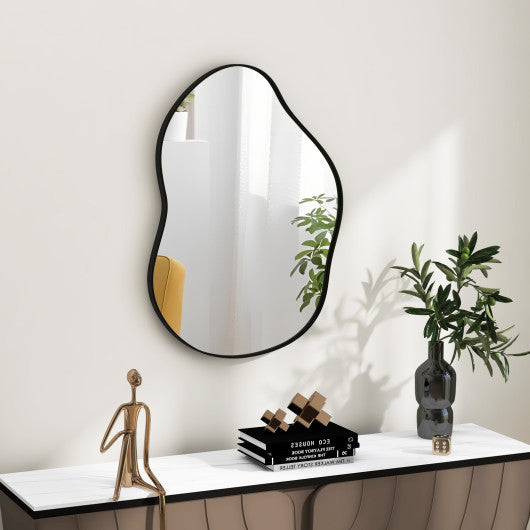 22" x 30.5" Irregular Wall Mounted Mirror with Premium Back Board-Black