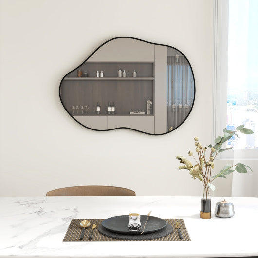 22" x 30.5" Irregular Wall Mounted Mirror with Premium Back Board-Black