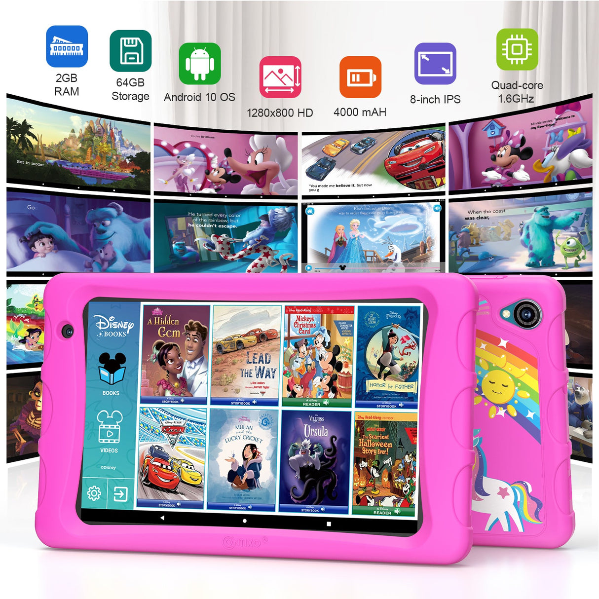 Contixo K80 8-Inch Kids Tablet Featuring 80 Disney eBooks - 2GB + 64GB by Contixo