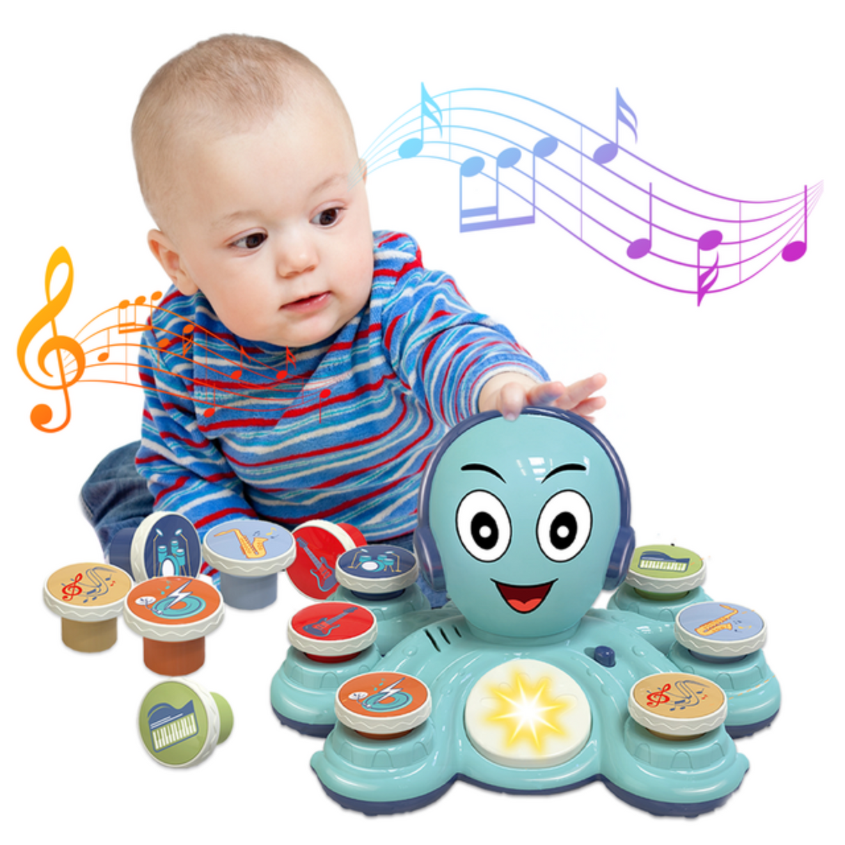 Contixo Baby Piano Toy - Octopus Musical Toy with 6 Keyboards, Ages 6-24 Months, Blue by Contixo