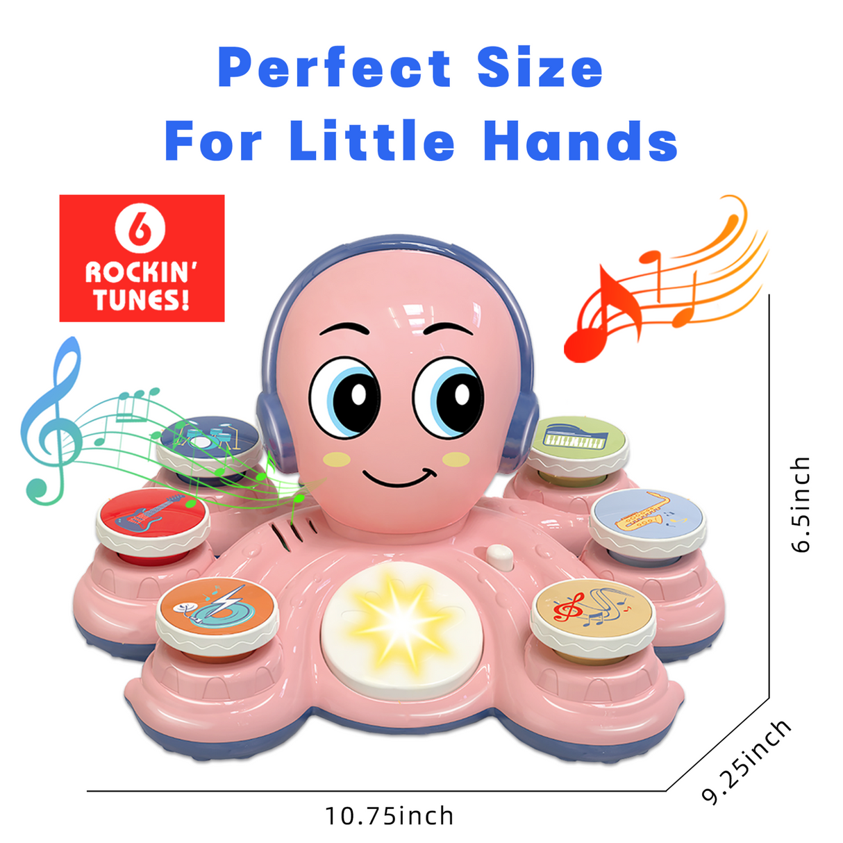 Contixo Baby Piano Toy - Octopus Musical Toy with 6 Keyboards, Ages 6-24 Months, Pink by Contixo