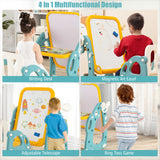 Kids Art Easel with Chair and 3-Level Adjustable Whiteboard-Multicolor