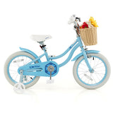 16-Inch Kids Bike with Training Wheels and Adjustable Handlebar Seat-Blue