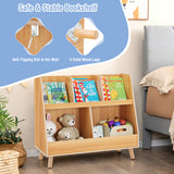 5-Cube Kids Bookshelf and Toy Organizer with Anti-Tipping Kits-Natural