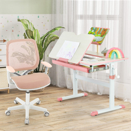 Swivel Mesh Children Computer Chair with Adjustable Height-Pink