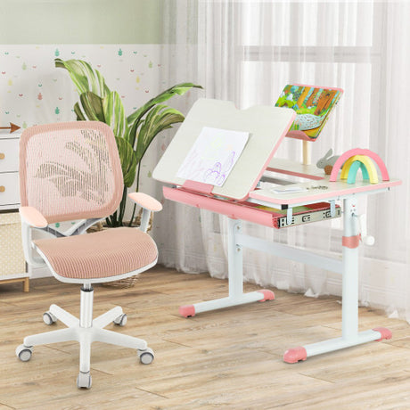 Swivel Mesh Children Computer Chair with Adjustable Height-Pink