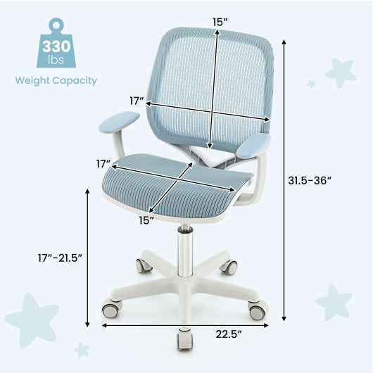 Swivel Mesh Children Computer Chair with Adjustable Height-Blue