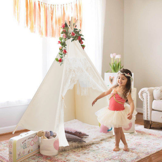 Kids Lace Teepee Tent Folding Children Playhouse with Bag