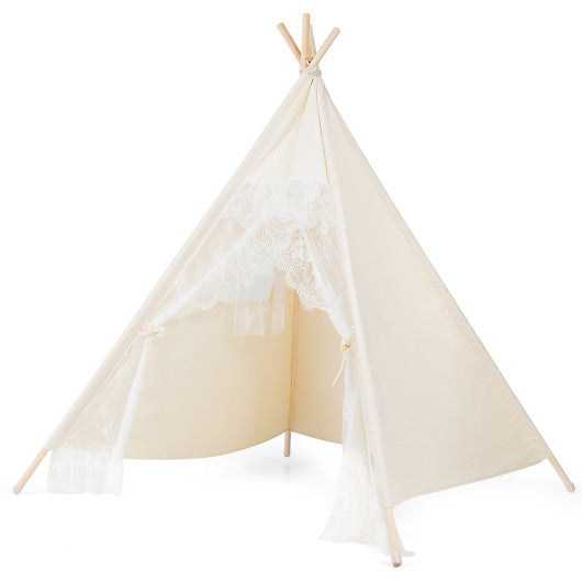 Kids Lace Teepee Tent Folding Children Playhouse with Bag