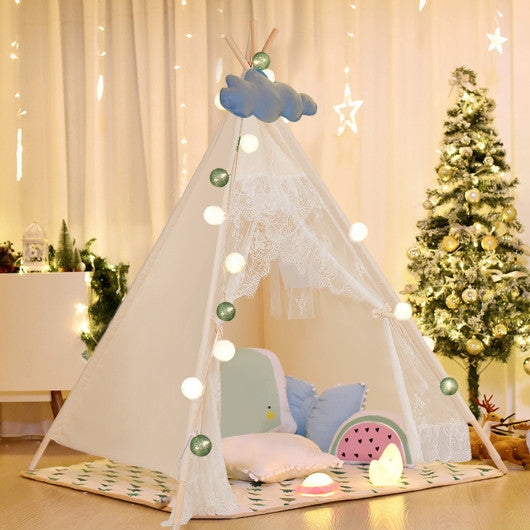 Kids Lace Teepee Tent Folding Children Playhouse with Bag