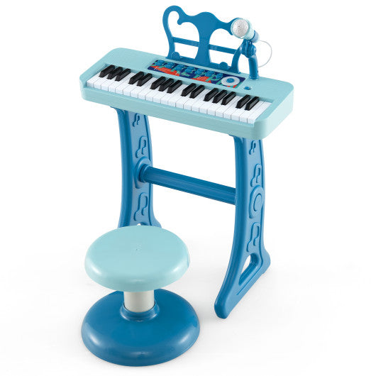 Kids Piano Keyboard 37-Key Kids Toy Keyboard Piano with Microphone for 3+ Kids-Blue