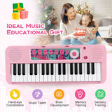 Kids Piano Keyboard 37-Key Kids Toy Keyboard Piano with Microphone for 3+ Kids-Pink