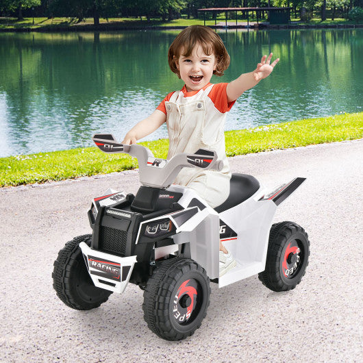 Kids Ride on ATV 4 Wheeler Quad Toy Car with Direction Control-White