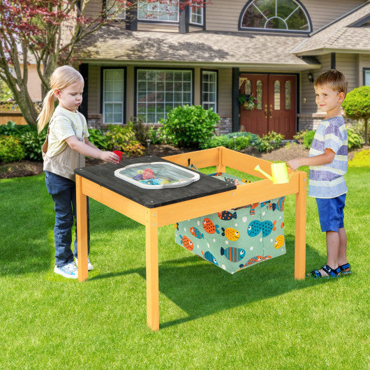 3-in-1 Kids Sand Water Activity Table with Foldable Storage Bin
