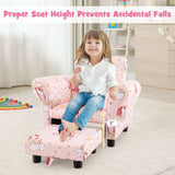 Kids Single Sofa with Cute Patterns  Ergonomic Backrest and Armrests-Pink