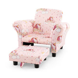 Kids Single Sofa with Cute Patterns  Ergonomic Backrest and Armrests-Pink