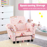 Kids Single Sofa with Cute Patterns  Ergonomic Backrest and Armrests-Pink