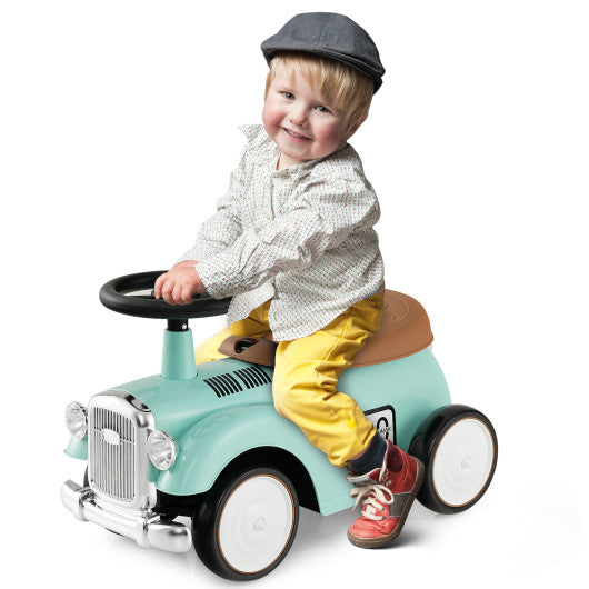 Kids Sit to Stand Vehicle with Working Steering Wheel and Under Seat Storage-Green