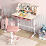 Height Adjustable Kids Study Desk with Tilt Desktop-Pink