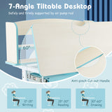 Height Adjustable Kids Study Desk with Tilt Desktop-Blue