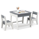 Kid's Table and Chairs Set with Double-sized Tabletop-Gray