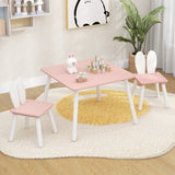 3 Pieces Kids Table and Chairs Set for Arts Crafts Snack Time-Pink