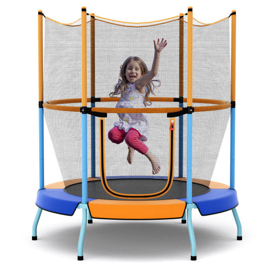 48" Toddler Trampoline with Safety Enclosure Net-Orange