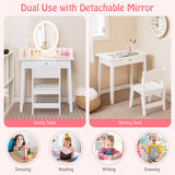 Kids Vanity Set with Lighted Mirror-White