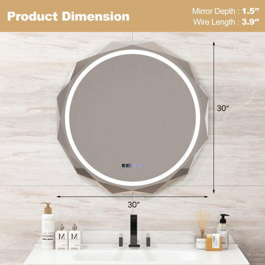 Defogging LED Bathroom Mirror with Stepless 3 Colors Temperature