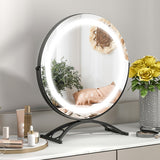 16 x 16 Inch Round LED Vanity Mirror with 3-Color Lighting and Brightness Dimming-Black