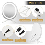 16 x 16 Inch Round LED Vanity Mirror with 3-Color Lighting and Brightness Dimming-White