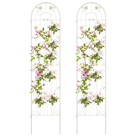 2 Pack 86.5 x 20 Inches Metal Garden Trellis for Climbing Plants-White