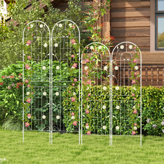 4 Pack 71 x 20 Inches Metal Garden Trellis for Climbing Plants-White
