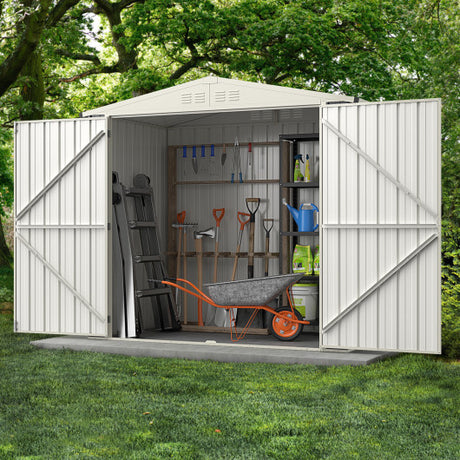 7 x 4 Feet Metal Outdoor Storage Shed with Lockable Door-Gray