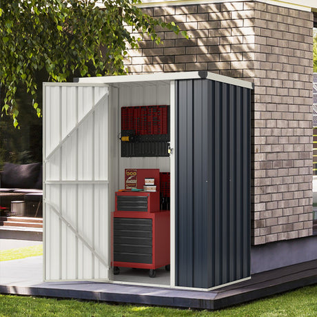 4 x 3 FT Metal Outdoor Storage Shed with Lockable Door-Gray