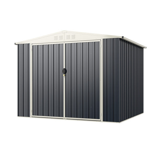 8 x 6.3 FT Metal Outdoor Storage Shed with Lockable Door-Gray