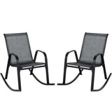 Set of 2 Metal Patio Rocking Chair with Breathable Seat Fabric-Black
