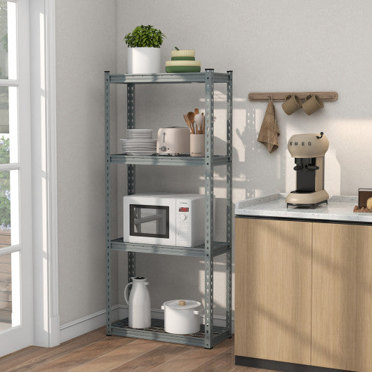 4-Tier Metal Shelving Unit with Anti-slip Foot Pad and Anti-tipping Device-Gray