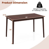 48 Inches Mid Century Dining Table for 4 with Rubber Wood Legs-Brown