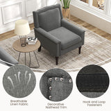 Mid-century Modern Armchair Linen Fabric Upholstered Accent Chair with Cushion-Gray