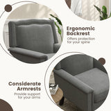 Mid-century Modern Armchair Linen Fabric Upholstered Accent Chair with Cushion-Gray