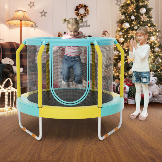 Mini Trampoline with Enclosure and Heavy-duty Metal Frame-Yellow