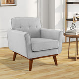 Modern Accent Chair Upholstered Linen Fabric Armchair with Removable Padded Seat Cushion-Gray