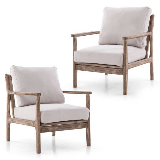 Modern Accent Chair with Solid Rubber Wood Armrests