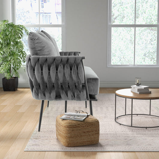Modern Loveseat Sofa Upholstered Dutch Velvet Sofa Couch-Gray