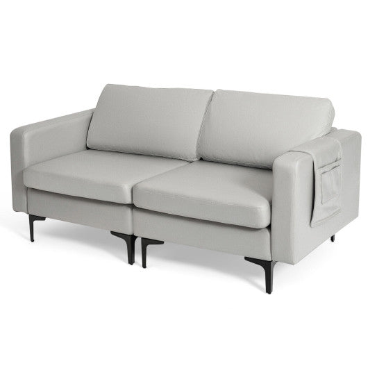 Modern Loveseat Sofa Couch with Side Storage Pocket-Light Gray