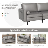 Modern Loveseat Sofa with 2 Bolsters and Side Storage Pocket-Light Gray