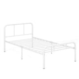 Modern Metal Platform Bed with Headboard and Footboard-White